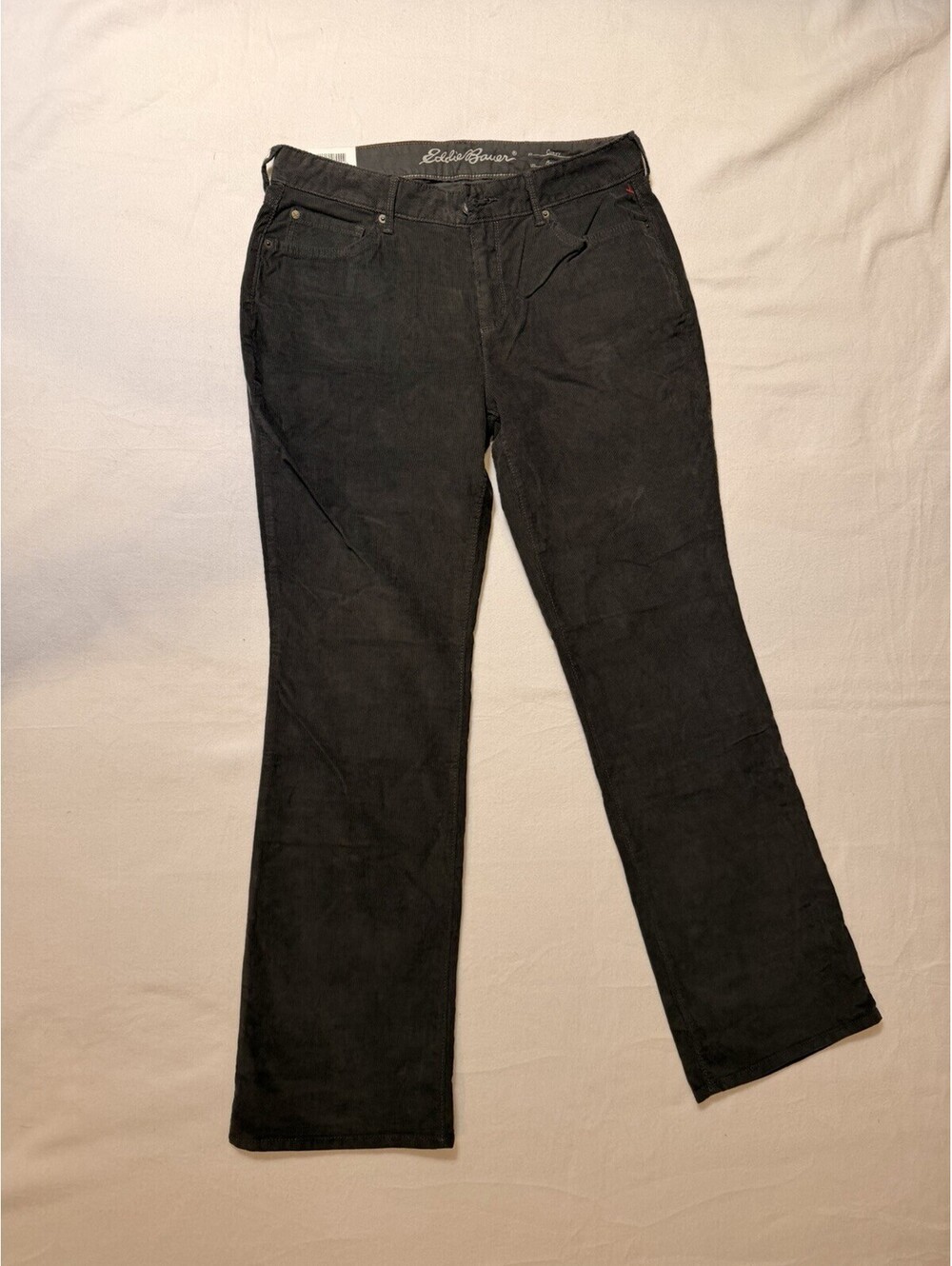 EDDIE BAUER Women’s Charcoal Grey Curvy SZ 8 Corduroy NWT